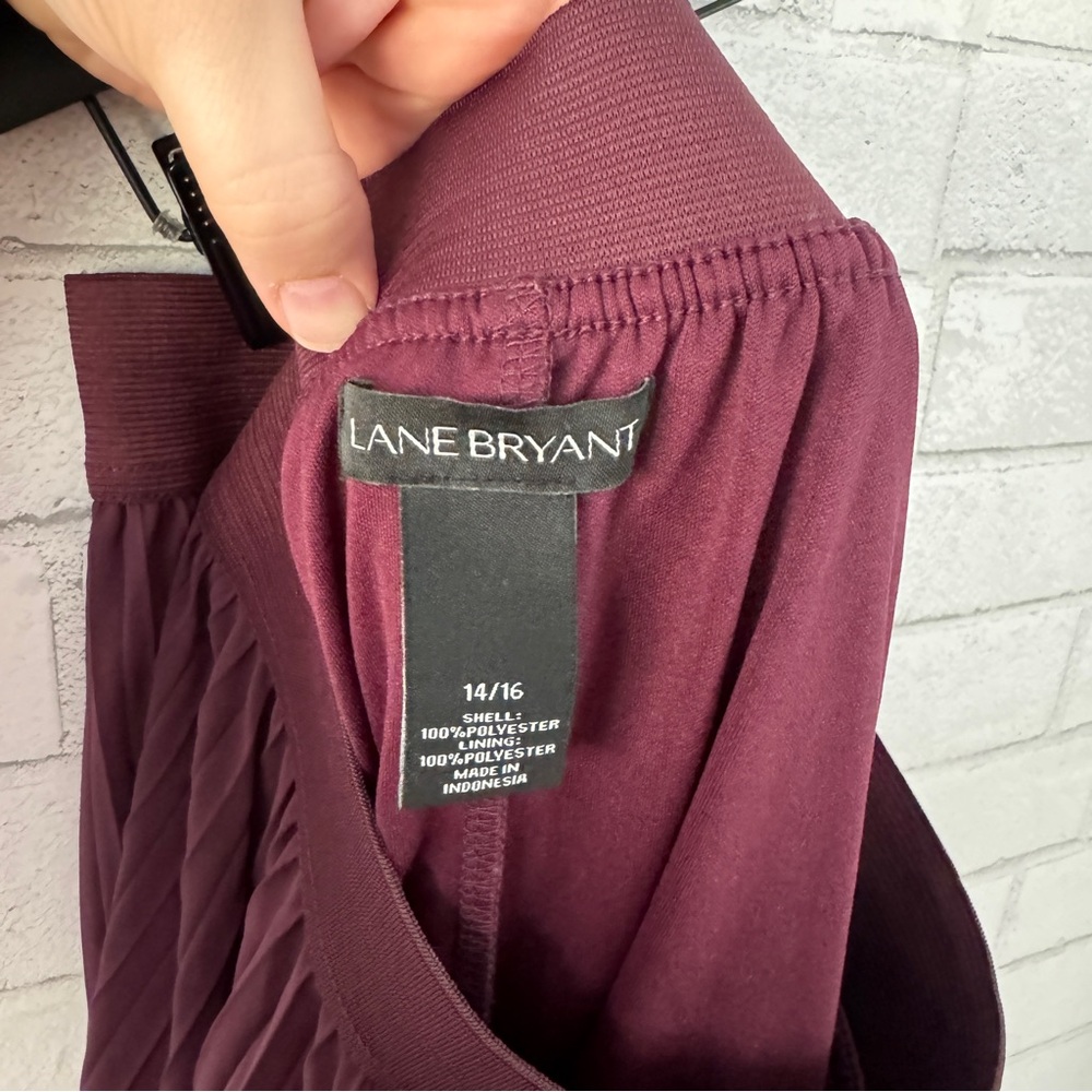 LANE BRYANT Maroon Pleated Midi Skirt - Picture 5 of 6